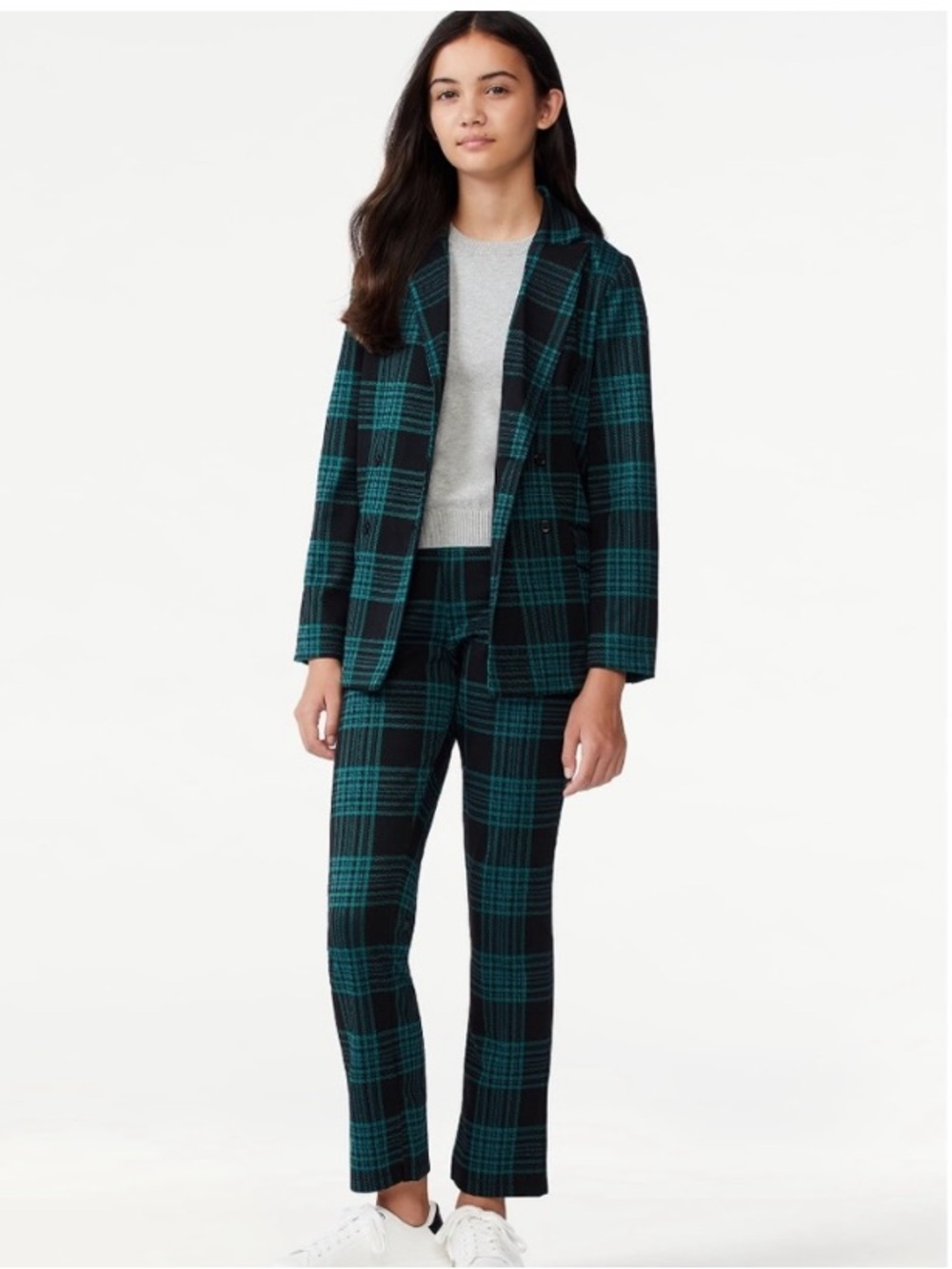 Free Assembly Plaid Double Breasted Schoolgirl Blazer